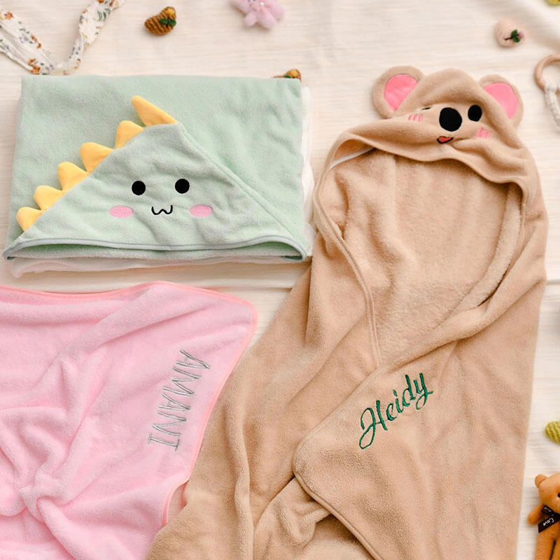 Personalized Name Hooded Bath Towel Cute Gift for Baby