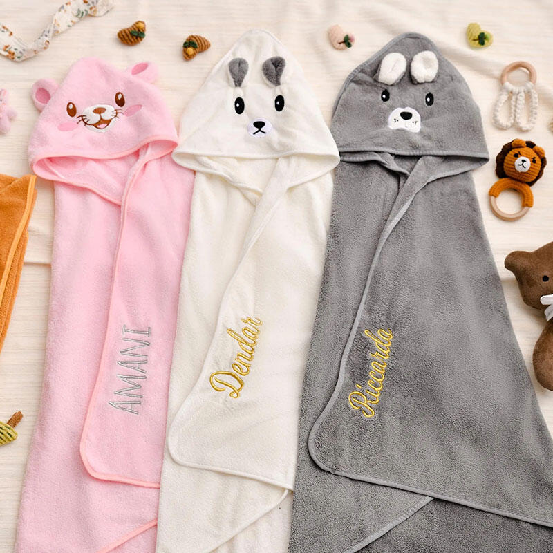 Personalized Name Hooded Bath Towel Cute Gift for Baby