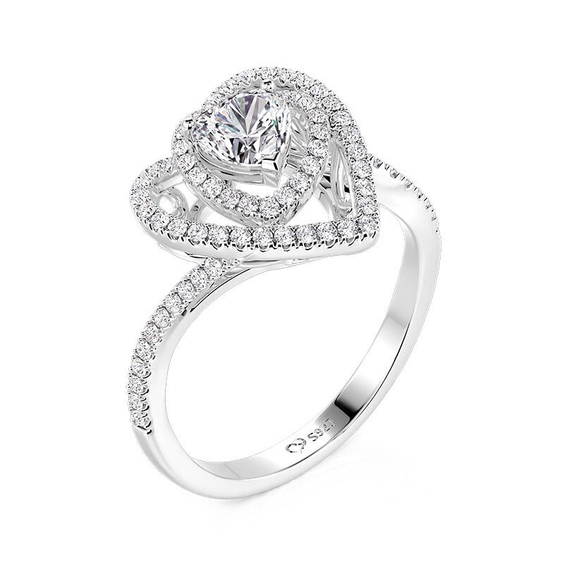 Jeulia Chic Double Halo Heart Engagement Ring