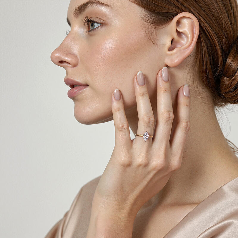 "Ich verspreche, für immer bei dir zu sein" 2ct Marquiseschliff Solitär Verlobungsring