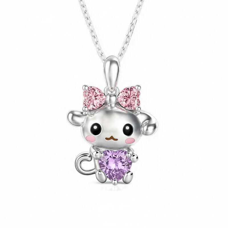 Jeulia Hug Me Custom Birthstone Cute Dog Pendant Necklace