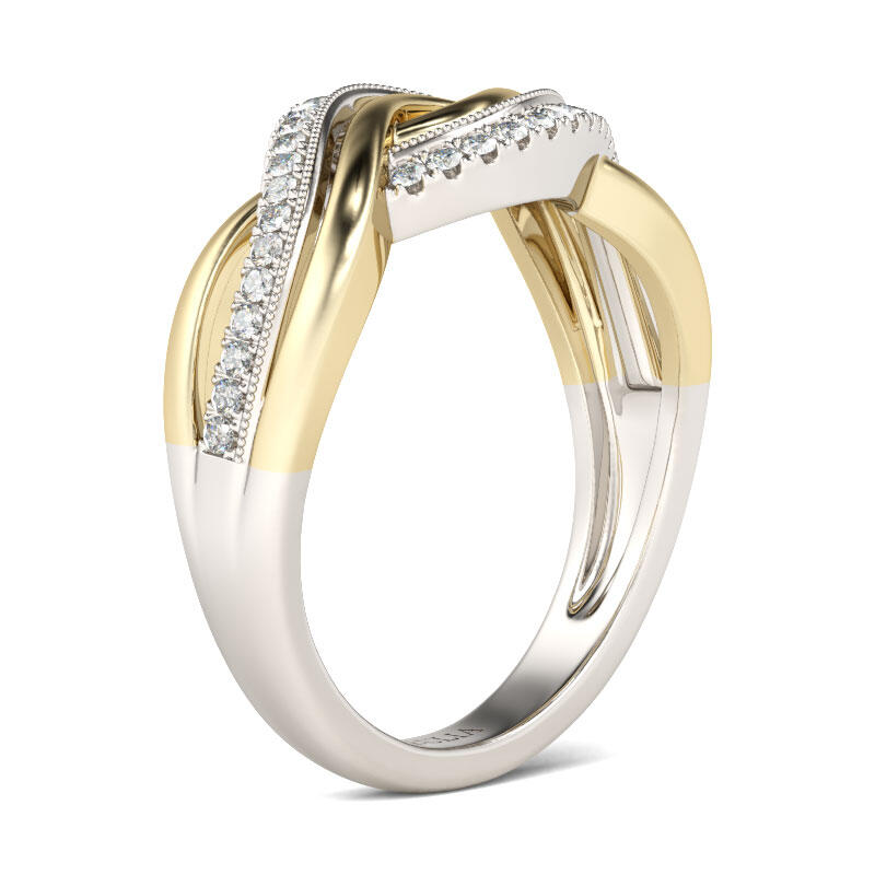 Jeulia Interwoven Two Tone Sterling Silver Women's Band