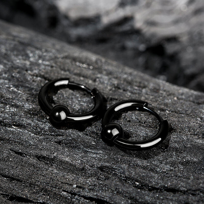 Jeulia Simple Men's Stainless Steel Hoop Earrings
