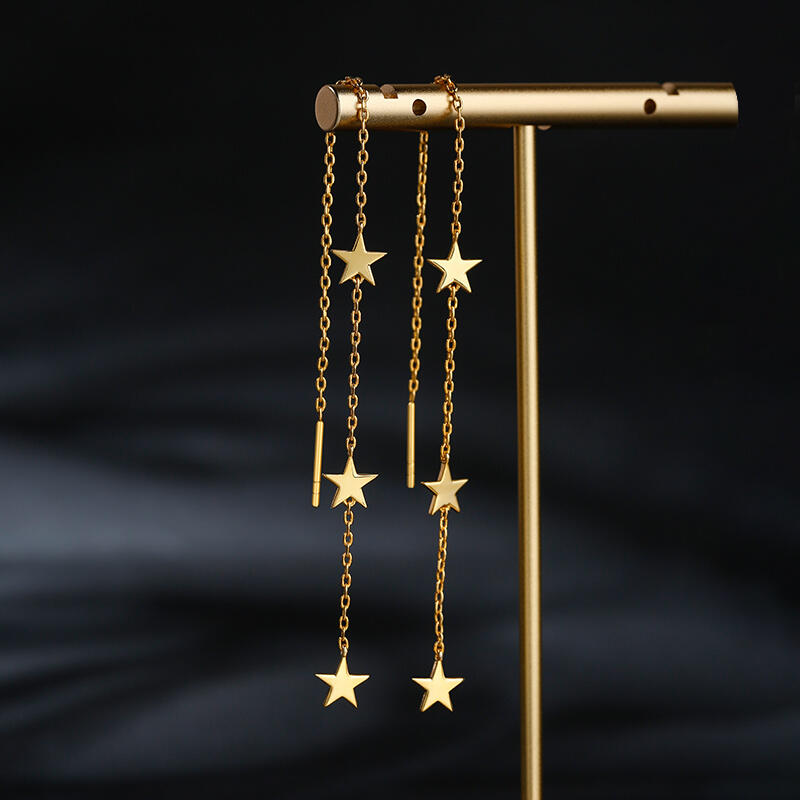Jeulia "Dreamy Star" Sterling Silver Threader Earrings