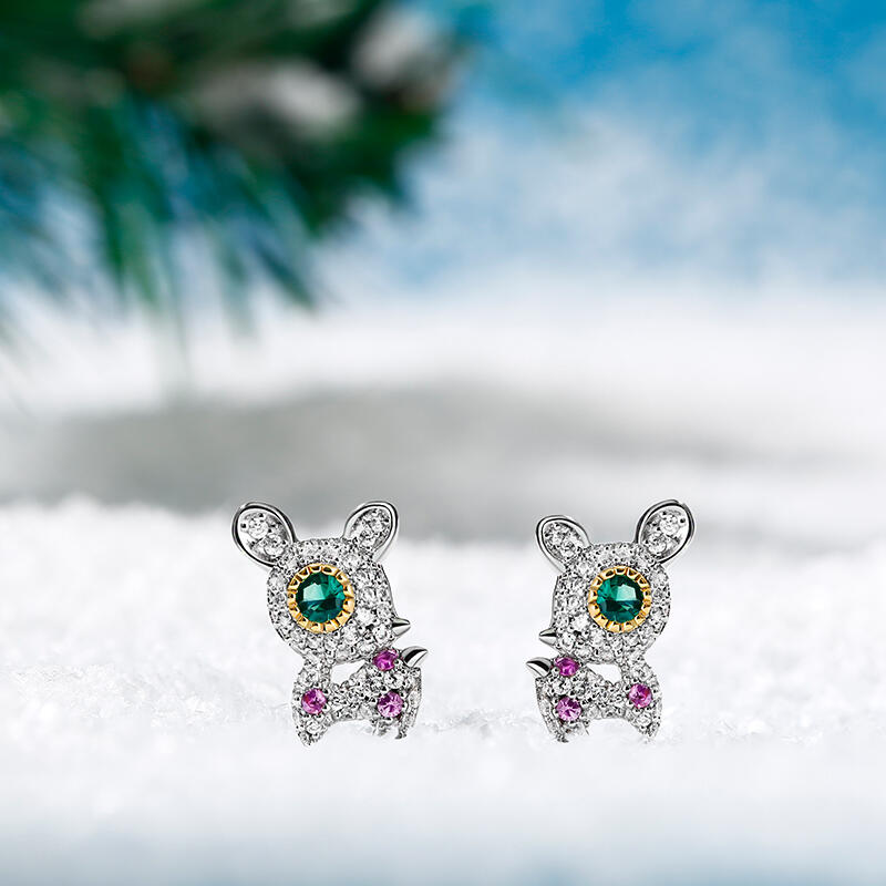 Jeulia "Christmas Reindeer" Sterling Silver Stud Earrings