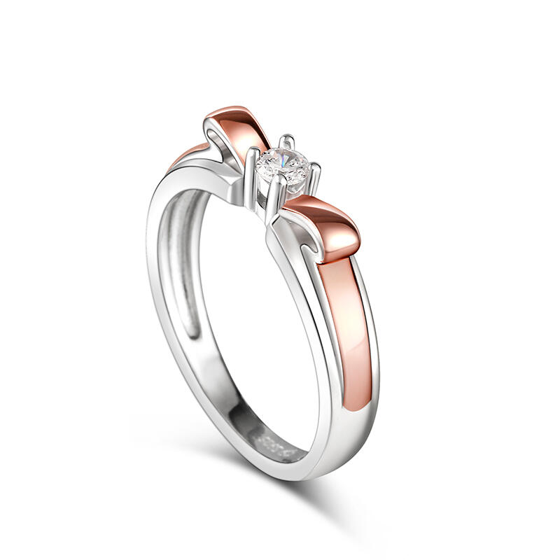 Jeulia Two Tone Bowknot Sterling Silver Women's Band