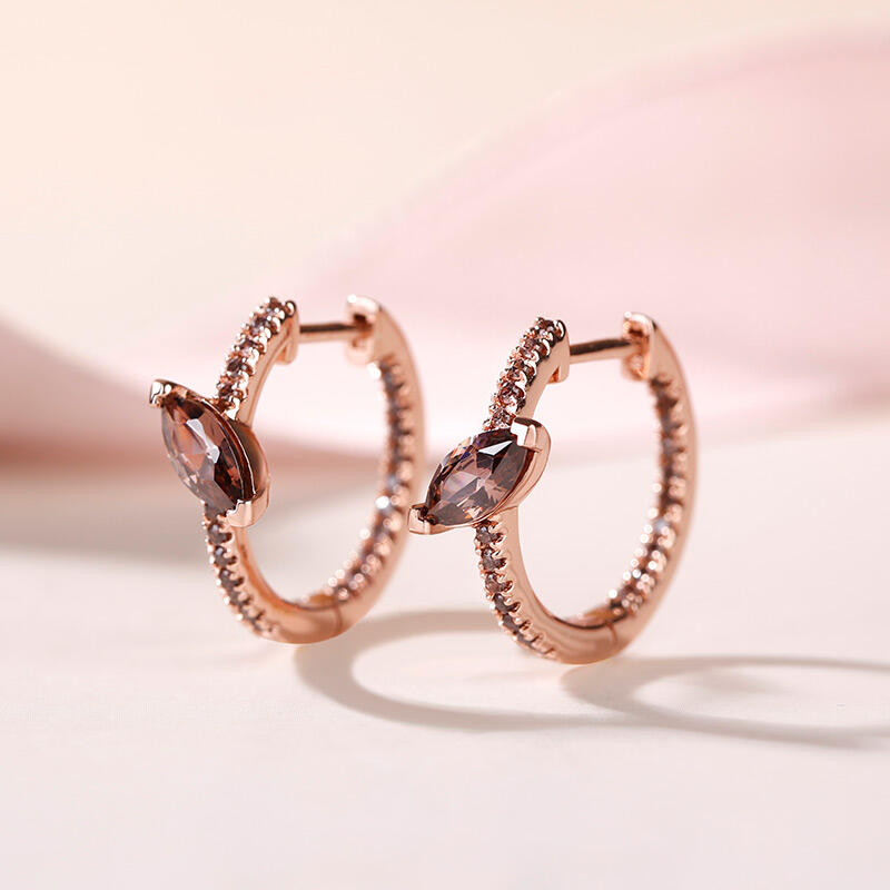 Jeulia Simple Marquise Cut Sterling Silver Hoop Earrings
