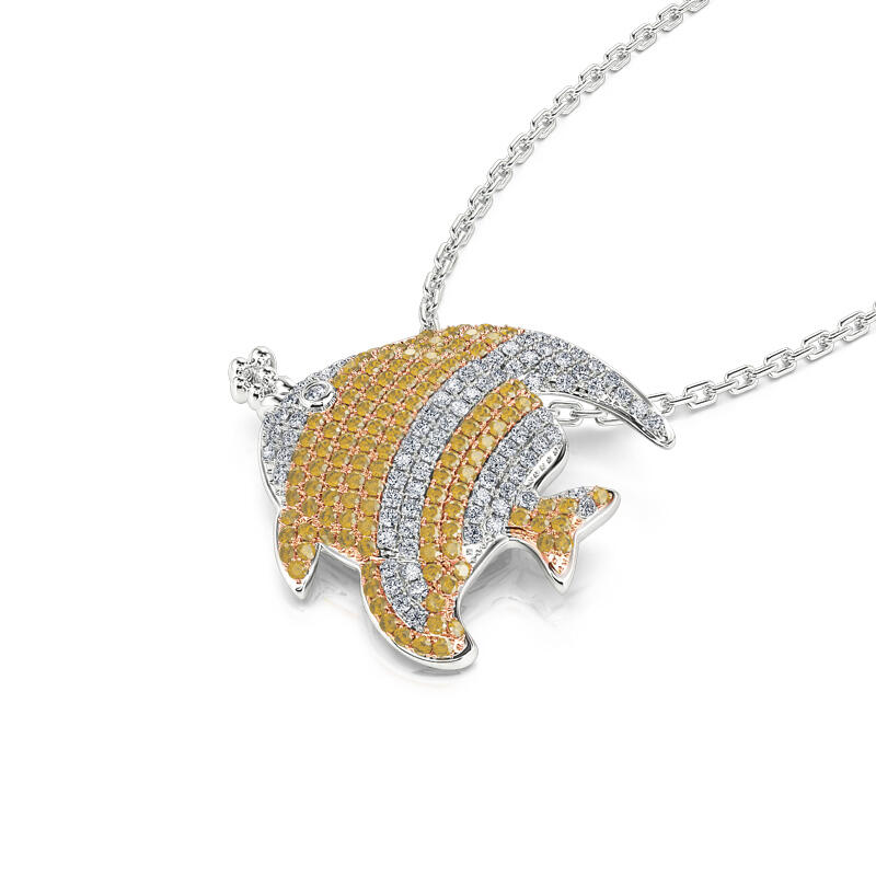 Jeulia "Lively Fish" Sterling Silver Necklace