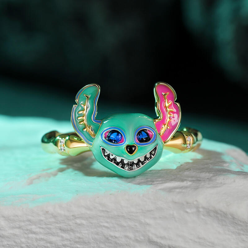 Jeulia "Colorful Dog" Enamel Sterling Silver Ring