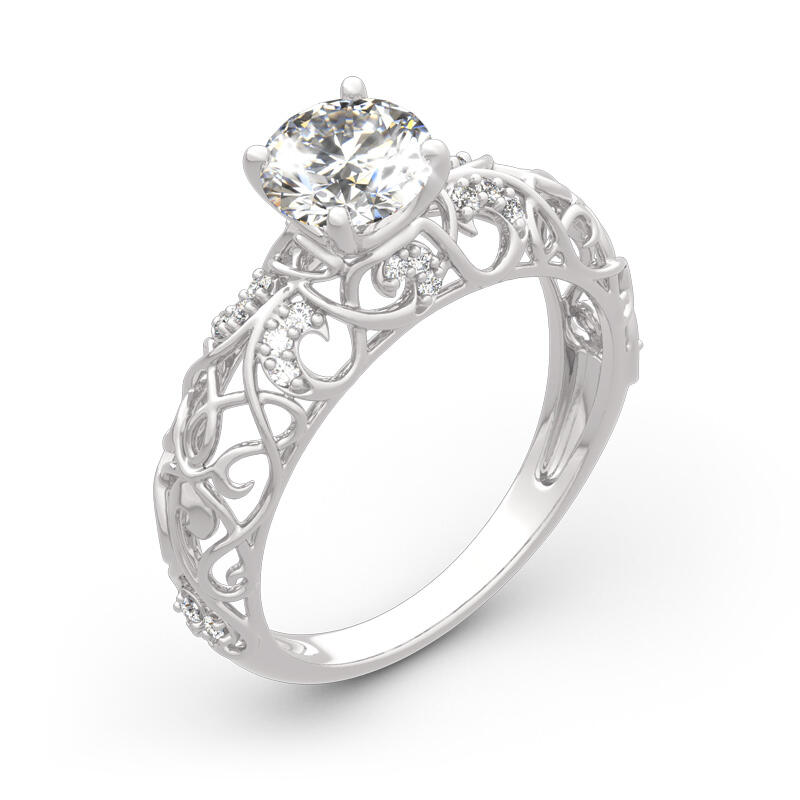 Jeulia Rundschliff Ranken Design Sterling Silber Ring