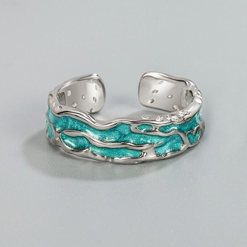 Jeulia "Aurora Impression" Open Design Sterling Silver Men's Band