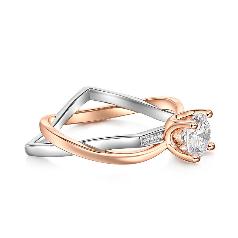 Jeulia Anillo de Compromiso Redondo Elegante Círculo Cuadrado Plata