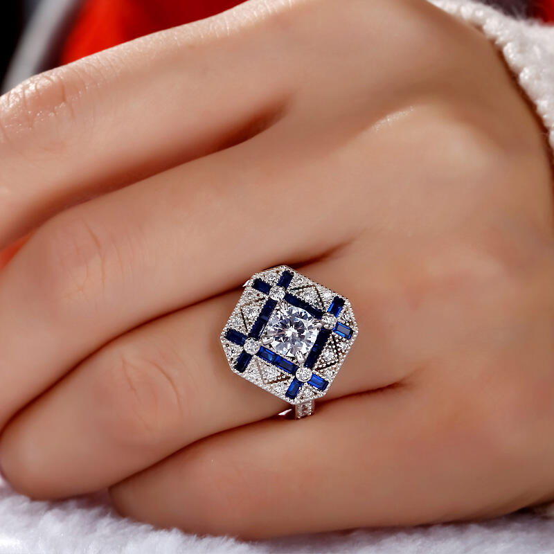 Jeulia Vintage Octagon Round Cut Sterling Silver Ring