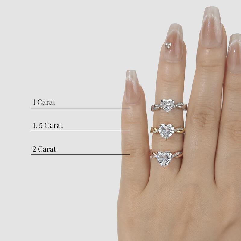 "Mein ewiges Engagement" 1ct Herzschliff Seitenstein Verlobungsring