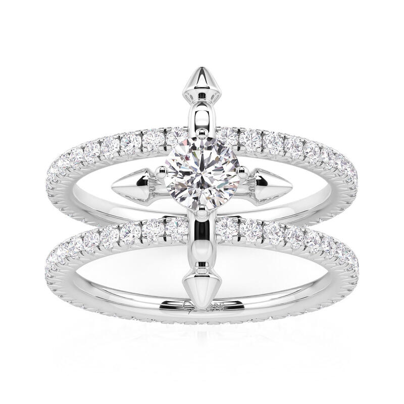 Jeulia Custom Double Row Floating Round Cut Birthstone Ring