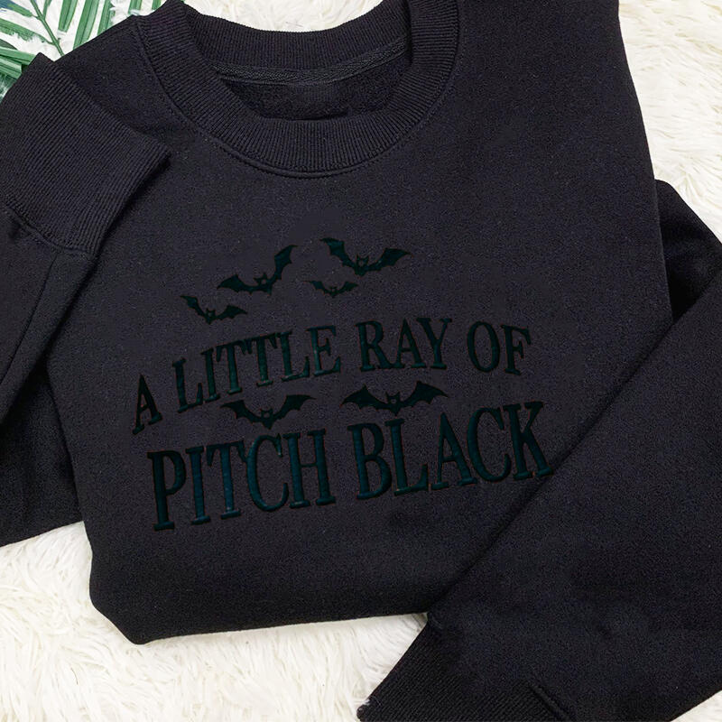 Personalized Sweatshirt Embroidered A Little Ray of Pitch Black Bats Design Halloween Gift for Family