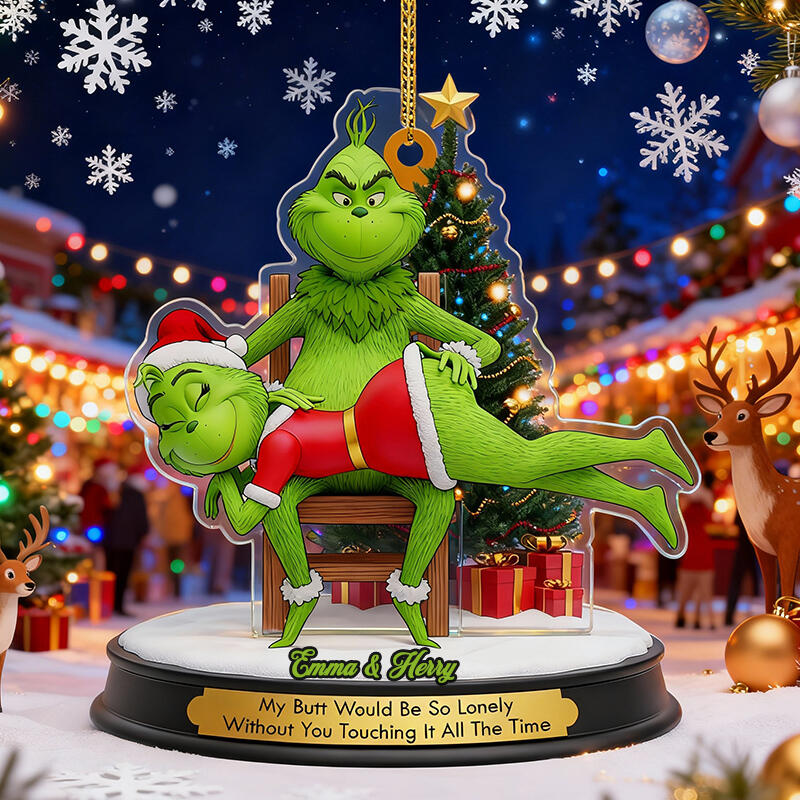 Personalized Green Anime Character Hanging Ornament with Christmas Tree Gift for Couples