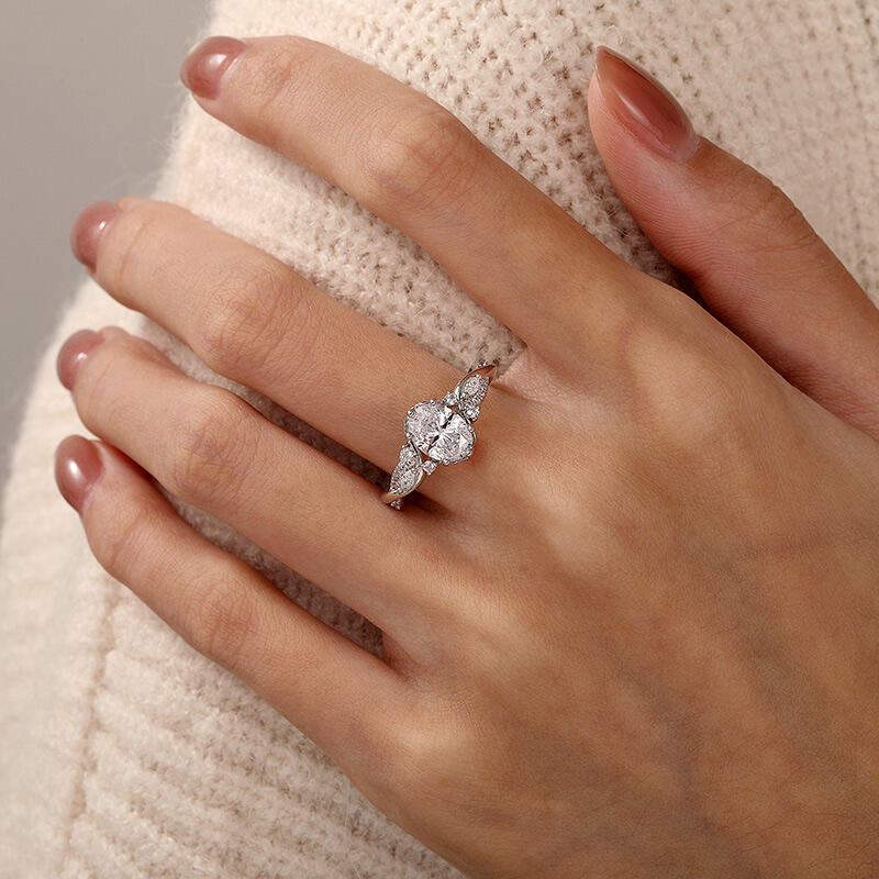 Jeulia Leaf Oval Cut Infinity Engagment Ring Sterling Silver