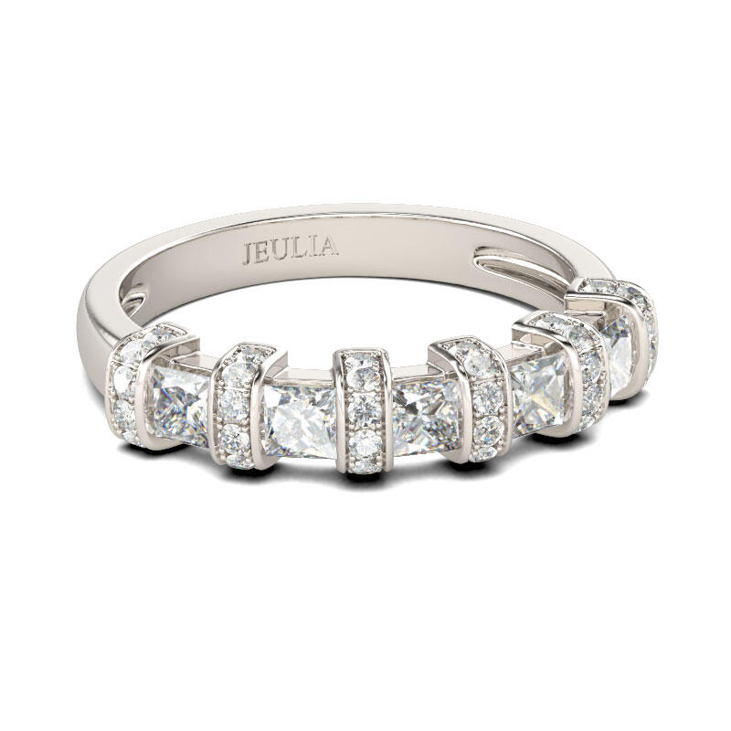 Jeulia Alianza Con Arte Adorno Para Mujer De Talla Princesa En Plata De Ley