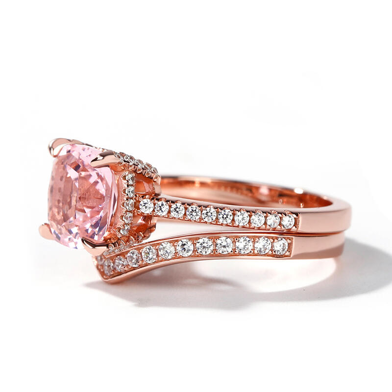 Jeulia クッションカット モルガナイト シルバー リング セット