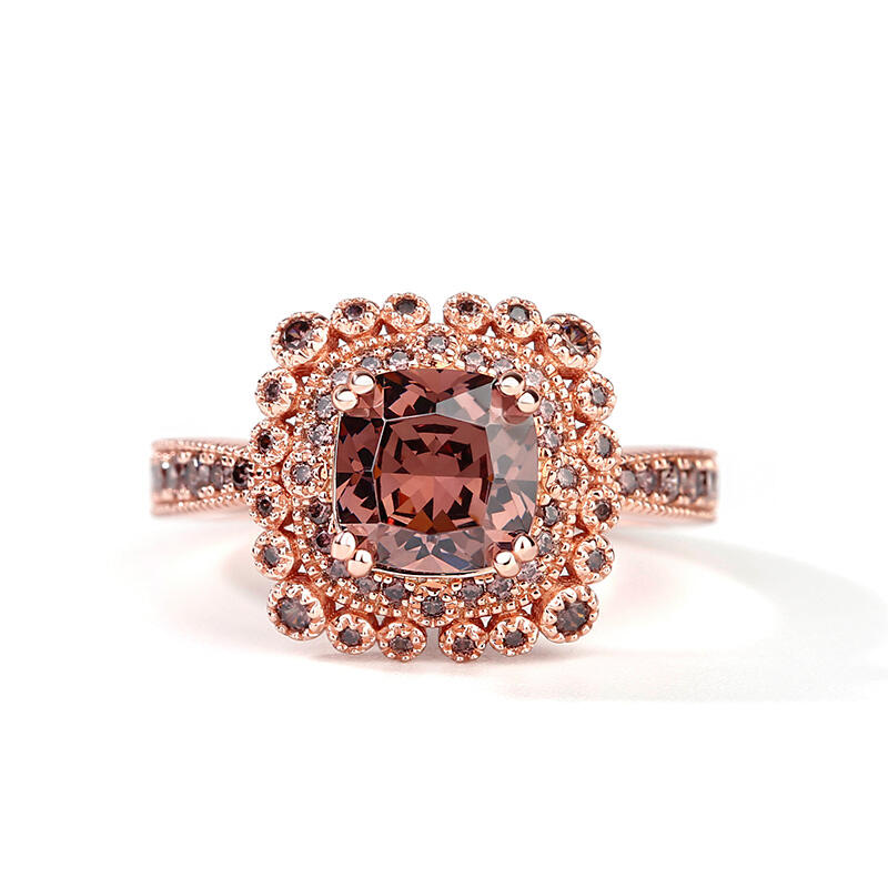 Jeulia Anillo de Plata con Diseño Milgrain en Cojín de Halo