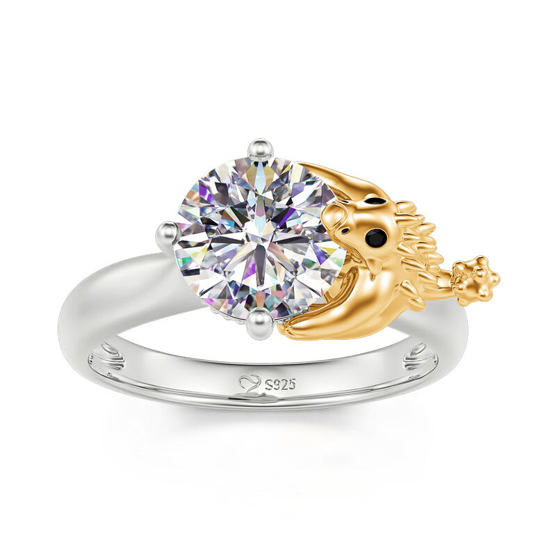 Jeulia Hug Me "Cute Ankylosaurus" Dinosaur Round Cut Sterling Silver Ring