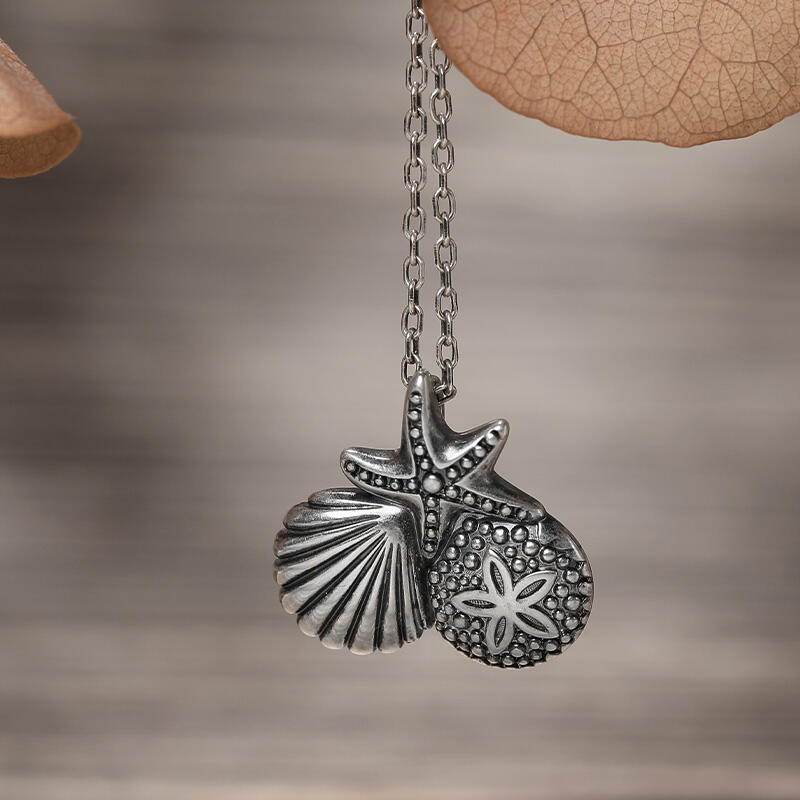 Jeulia Collar con colgante de estrella de mar de plata de ley