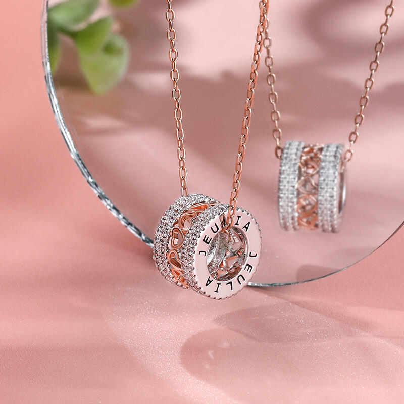 Jeulia Collar de plata de ley corazón en dos tonos