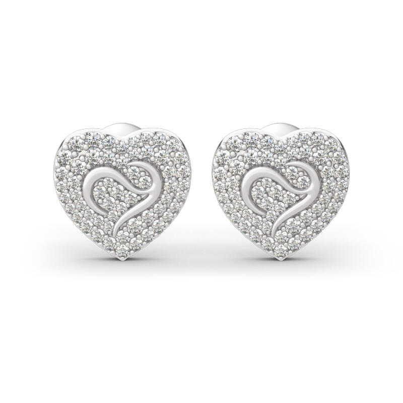 Jeulia Logo Shape Commemorative Heart Sterling Silver Stud Earrings