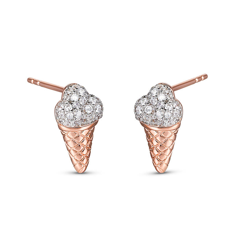 Jeulia "Sweet Taste" Ice Cream Sterling Silver Children's Earrings