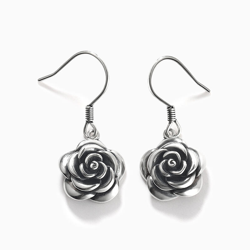 Jeulia "Blooming Rose" Flower Sterling Silver Earrings