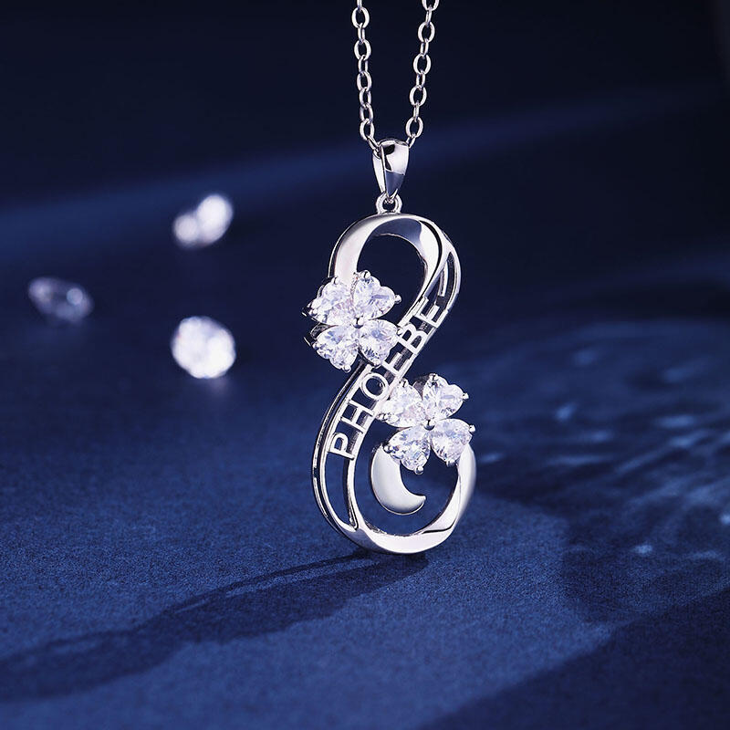 Jeulia "Stay With Me" Personalized Infinity Sterling Silver Necklace