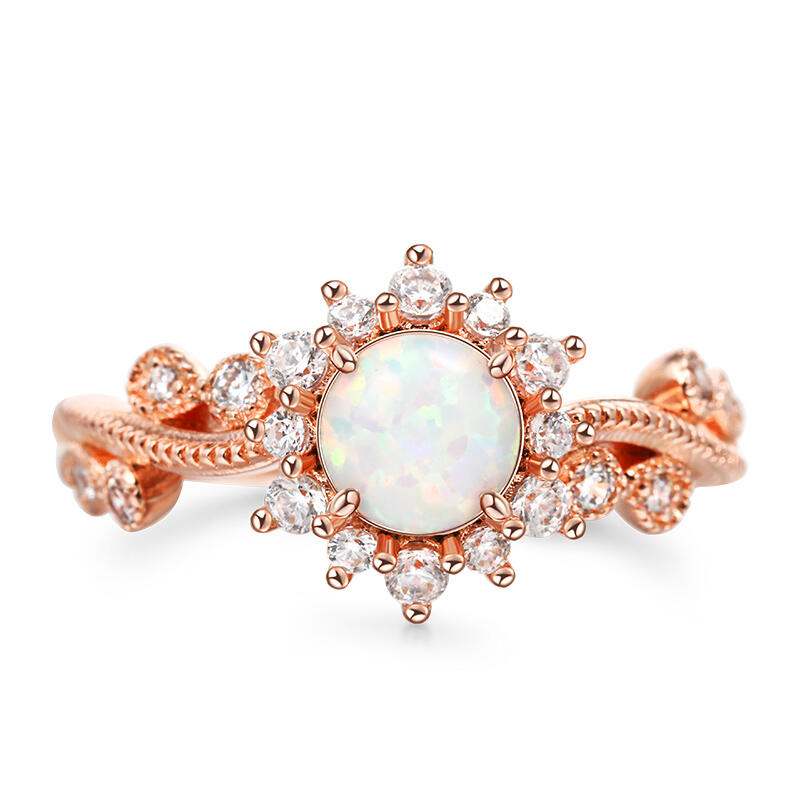 Jeulia Vintage Opal Sterling Silver Engagement Ring