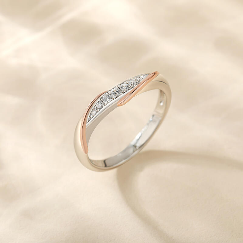 Jeulia Deux tons Torsadé Or Rose Alliance pour femmes Argent Sterling
