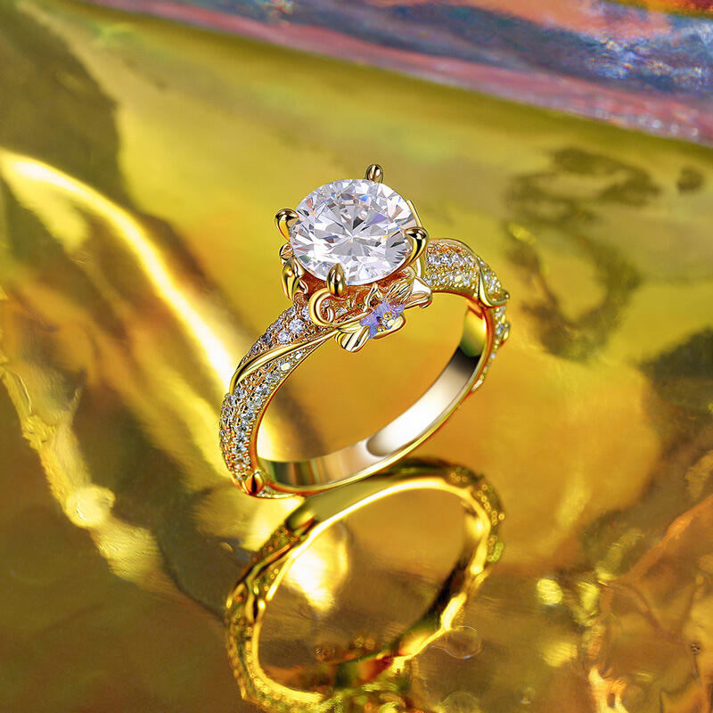 Jeulia Purple Flower Engagement Ring Princess Vine Pods