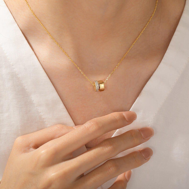 Jeulia Dome Style Round Cut Rondelle Necklace