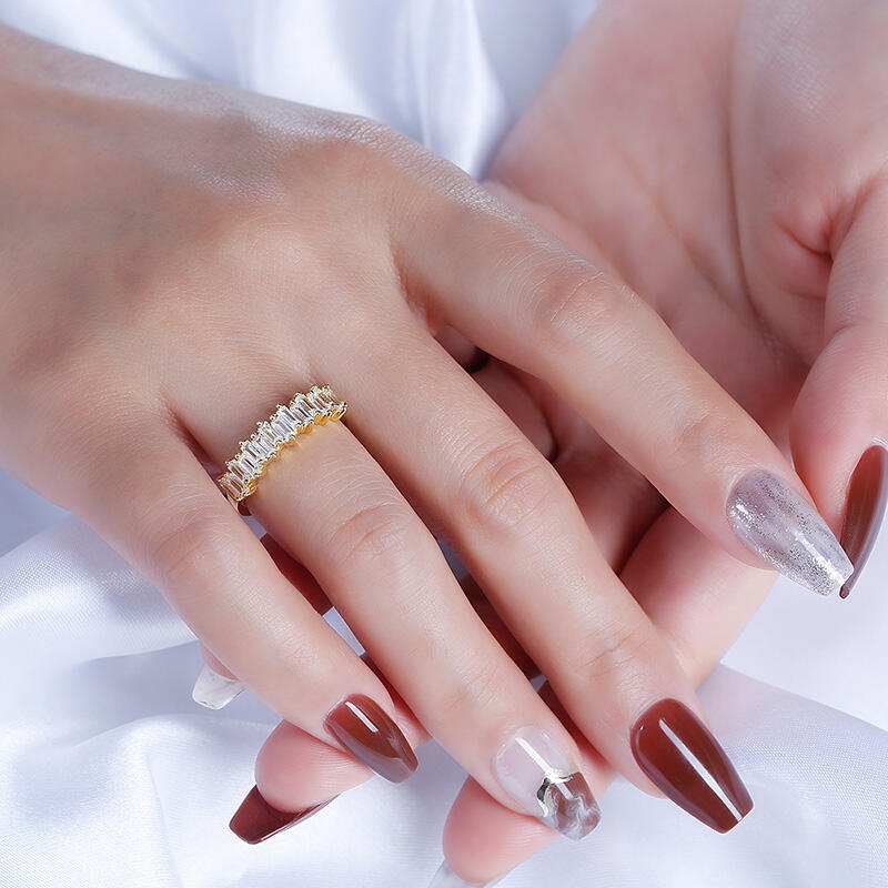 Jeulia Bague 10K/14K/18K Or Platine Moissanite  Coupe Émeraude