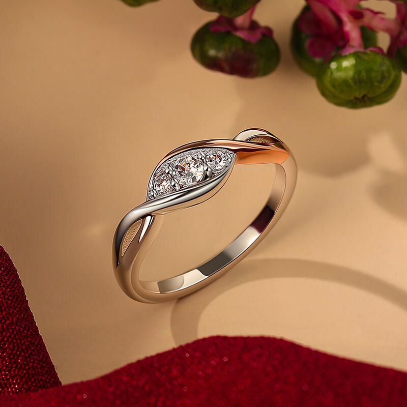 Jeulia Two Tone Custom Three Stone Ring with Birthstone