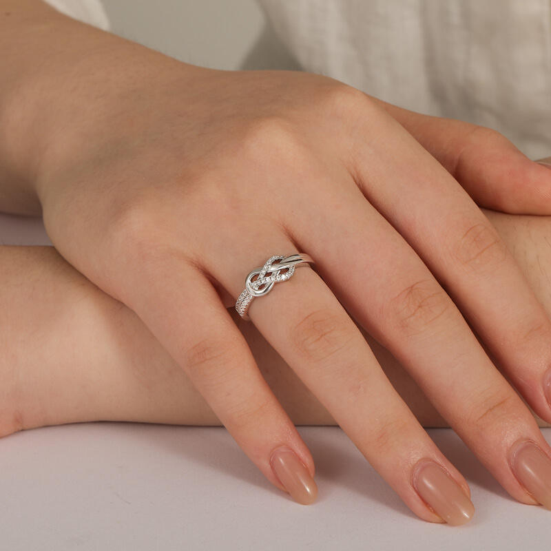 Jeulia Knot Twist Simple Custom Half Eternity Ring