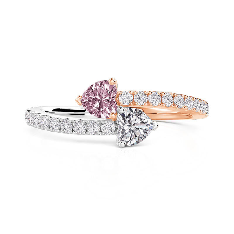 Jeulia Anillo de Promesa Corazón Bicolor Personalizado con Piedra de Nacimiento