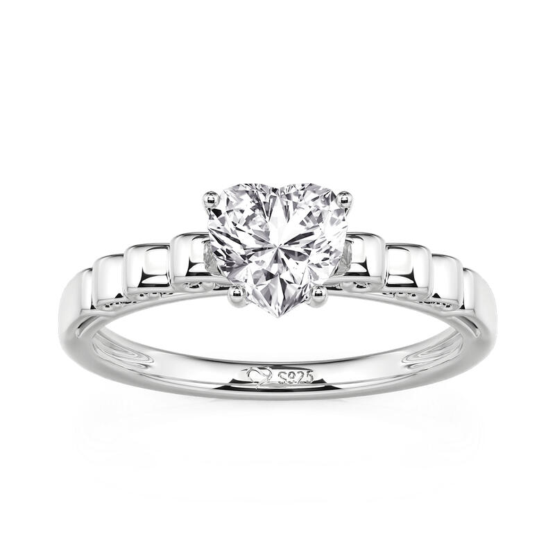 Jeulia Fashion Hidden Bow Heart Promise Ring Sterling Silver