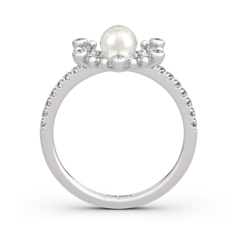 Jeulia Snowflake Cultured Pearl Sterling Silver Ring