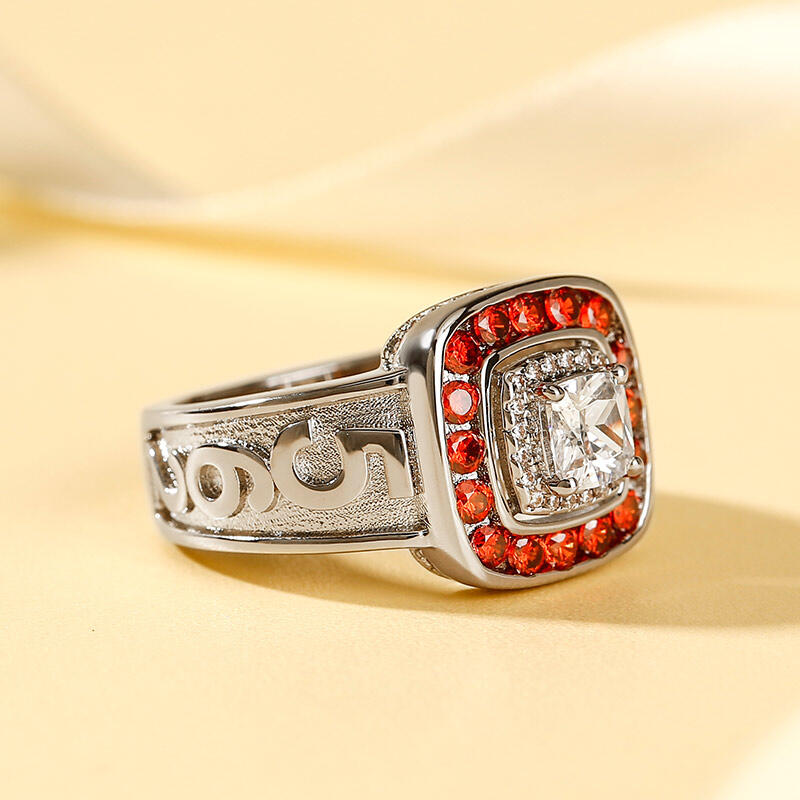 Jeulia Anillo personalizado de plata de ley con doble halo de corte cojín