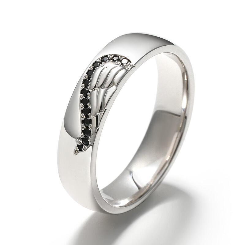 Jeulia Angel Wing Creative Engraved Sterling Silver Men's Band