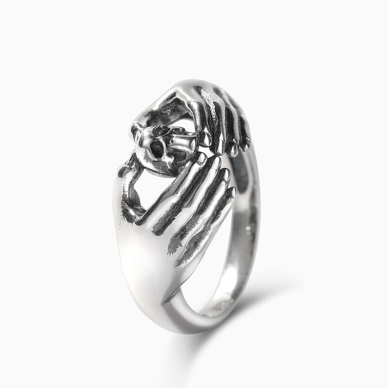 Jeulia "Claddagh" Skull Design Sterling Silver Ring
