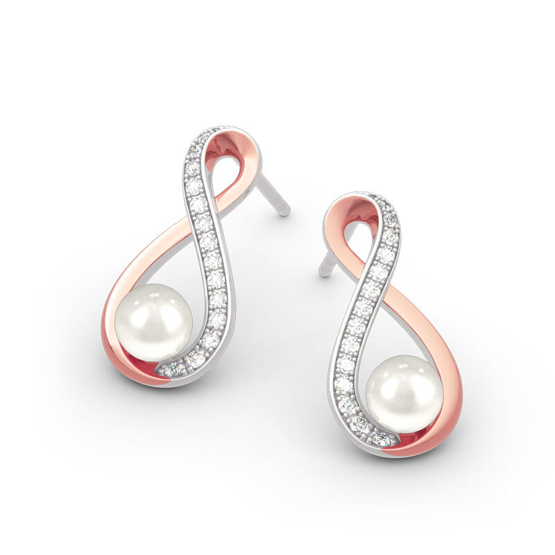 Jeulia Infinity Cultured Pearl Sterling Silver Earrings