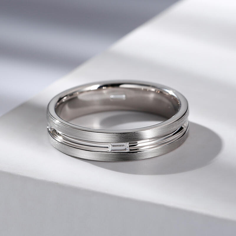 Jeulia Bague pour hommes 10K/14K/18K Or Platine Moissanite Alliance Coupe Émeraude