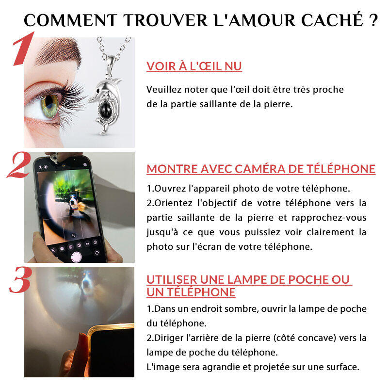 Jeulia Collier Loup Gardien de l'amour Personnalisé Projection de photos Argent Sterling