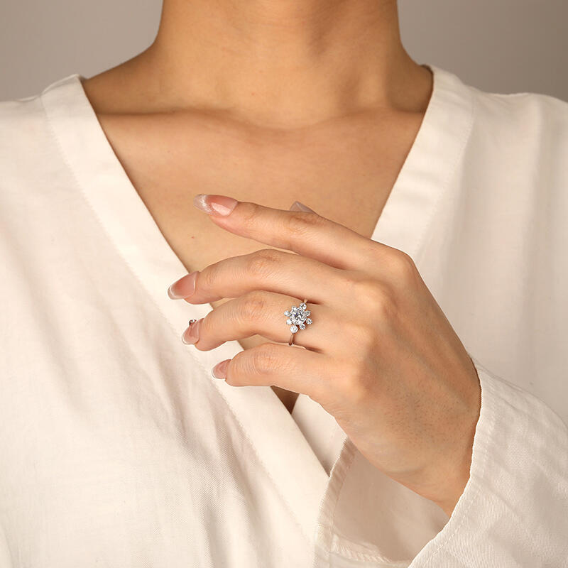 "You Light Up My Life" Round Cut Cluster Side Stone Engagement Ring