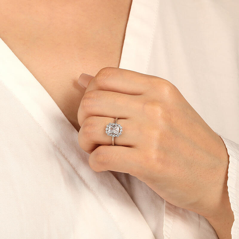 "Hopeful Future" Radiant Cut Halo Engagement Ring